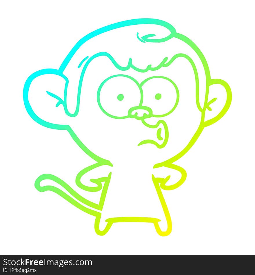 cold gradient line drawing of a cartoon hooting monkey