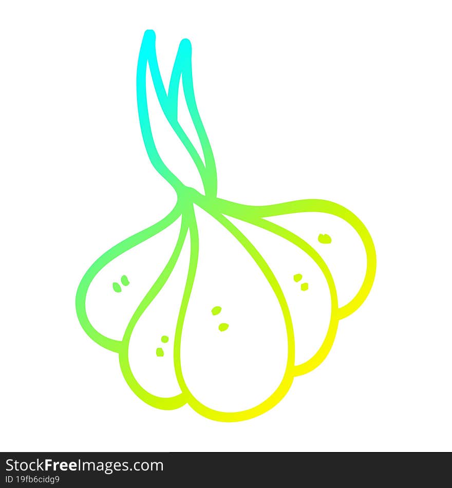 cold gradient line drawing cartoon sprouting garlic