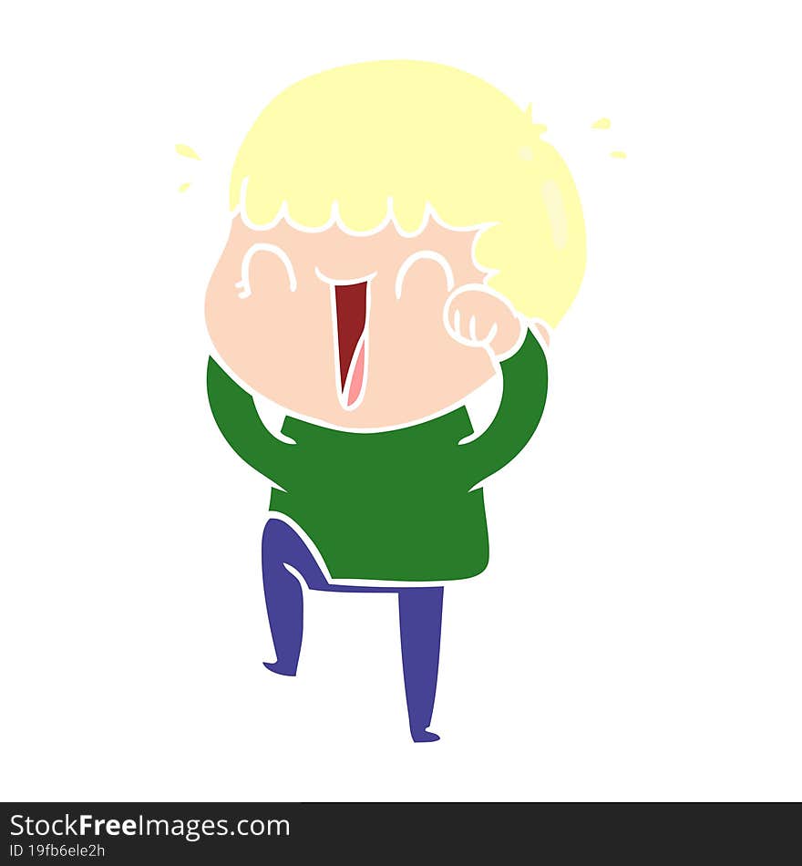 Laughing Flat Color Style Cartoon Man