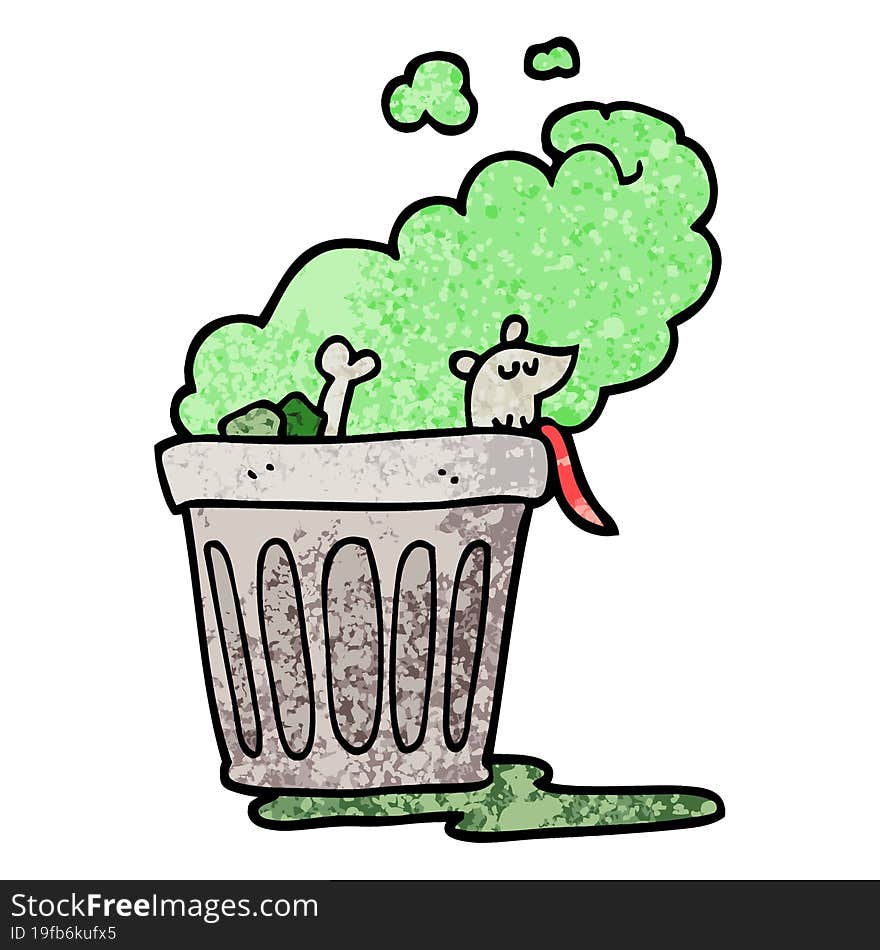 grunge textured illustration cartoon smelly garbage can