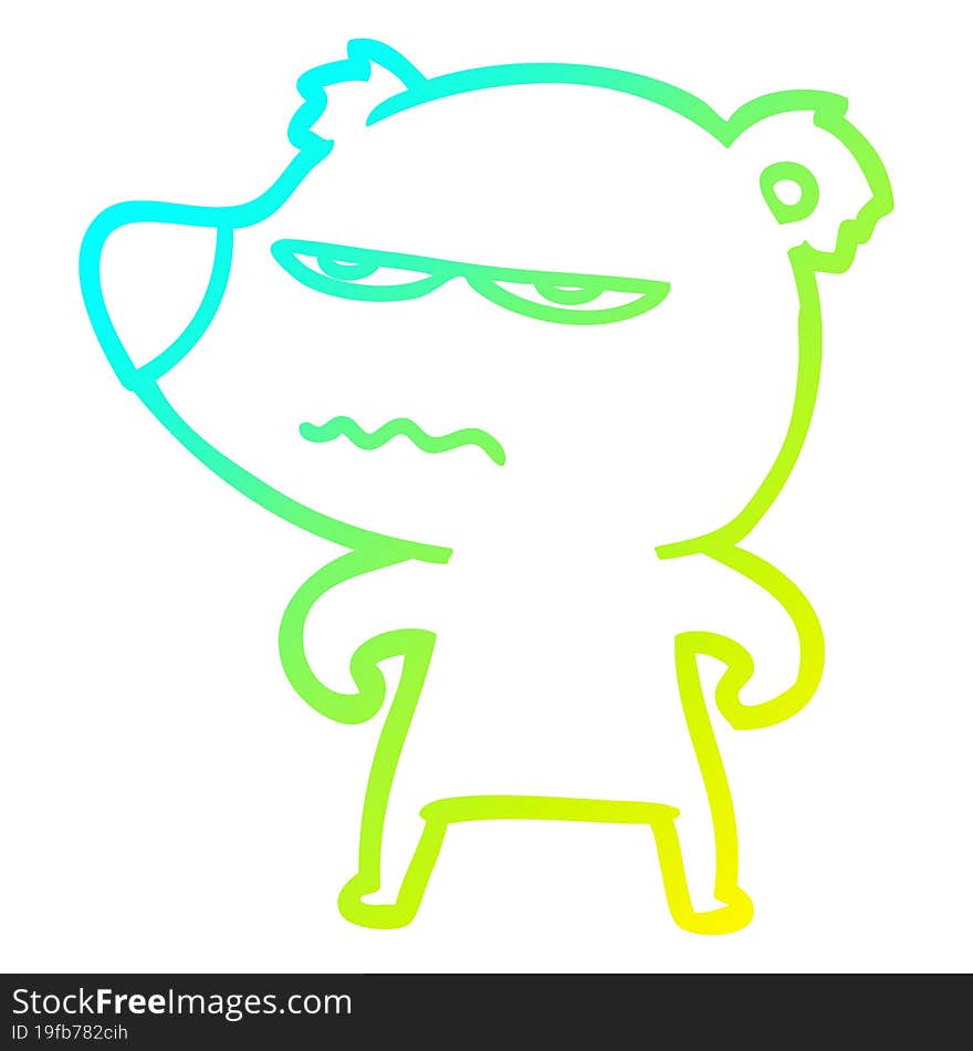 cold gradient line drawing angry bear polar cartoon