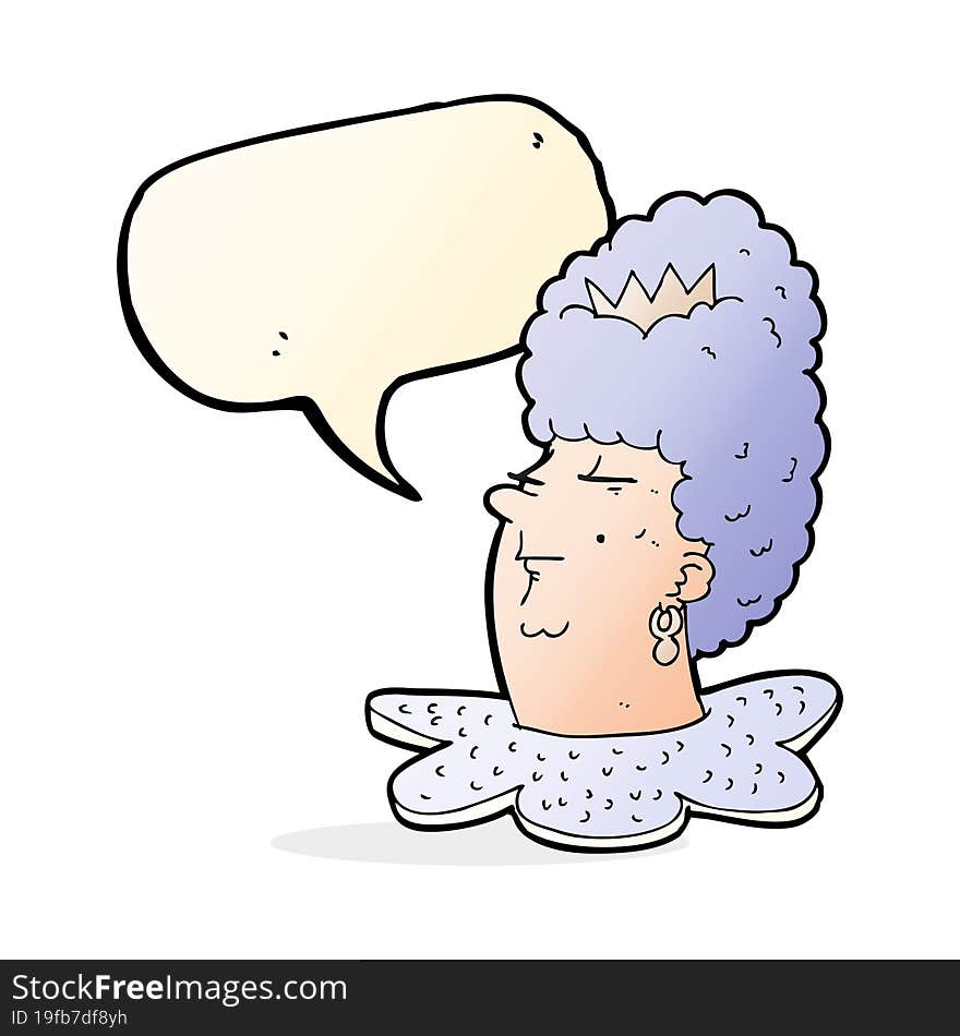 cartoon queen head with speech bubble