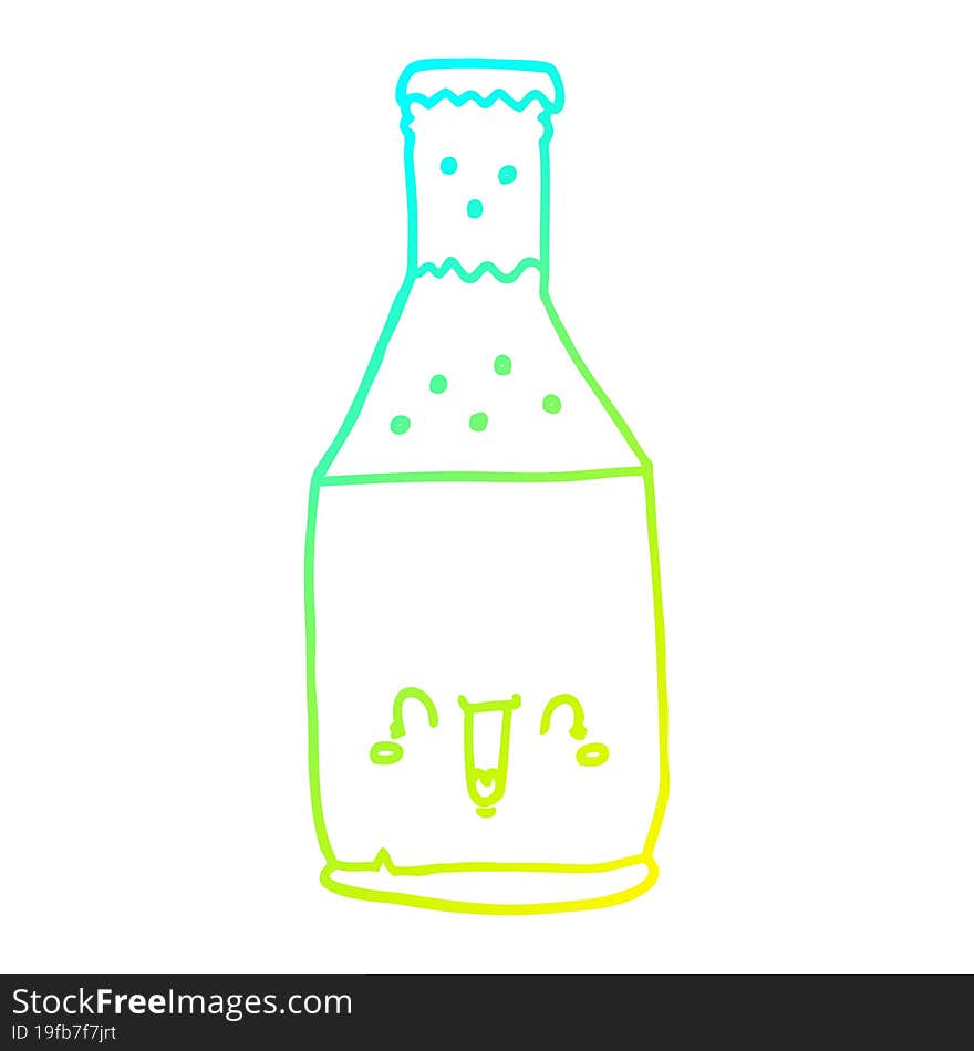 Cold Gradient Line Drawing Cartoon Beer Bottle