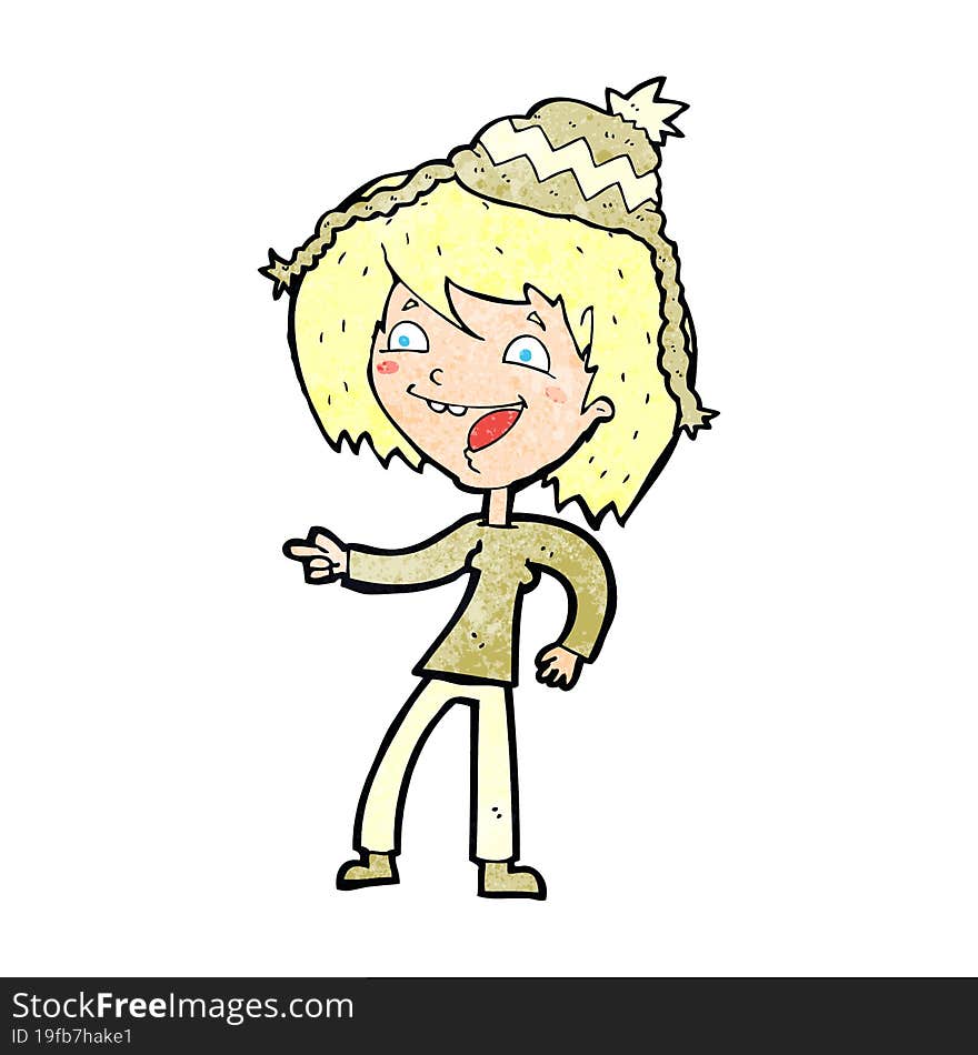 cartoon woman wearing hat