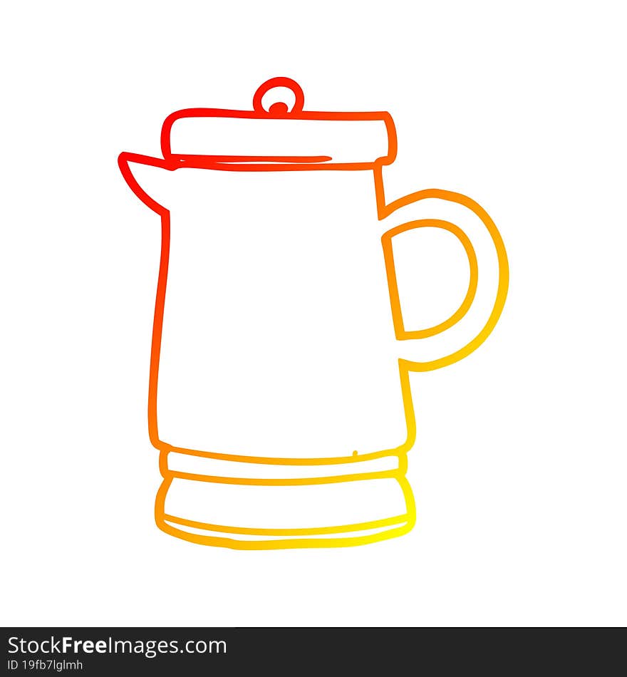 warm gradient line drawing of a old metal kettle