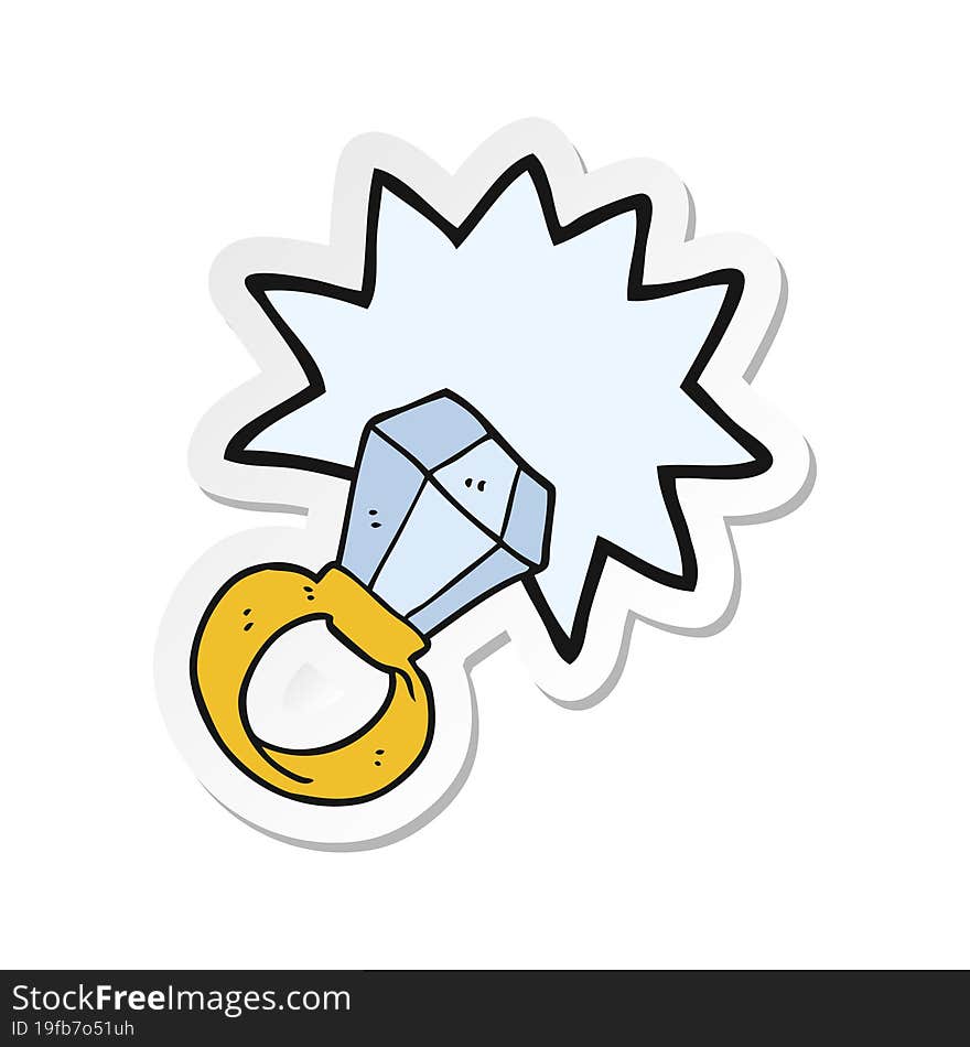 sticker of a cartoon huge engagement ring