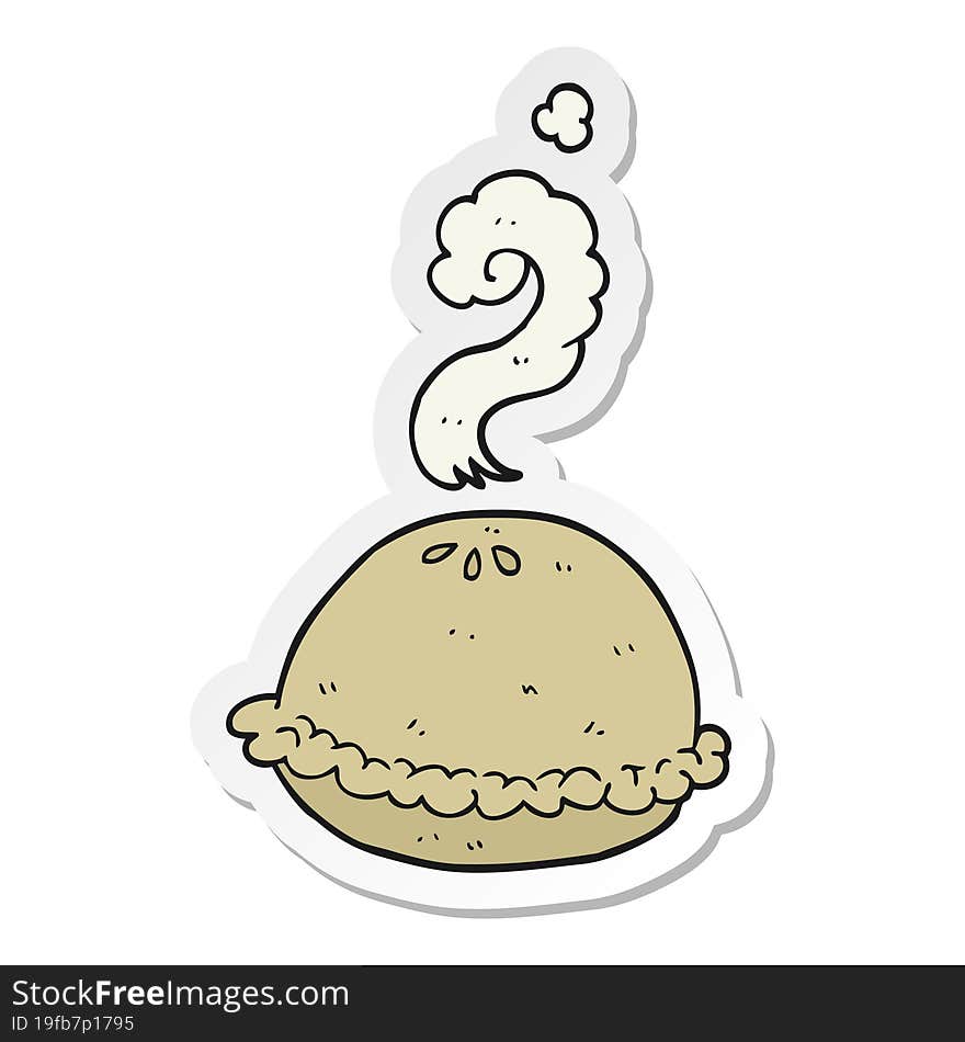 sticker of a cartoon hot pie