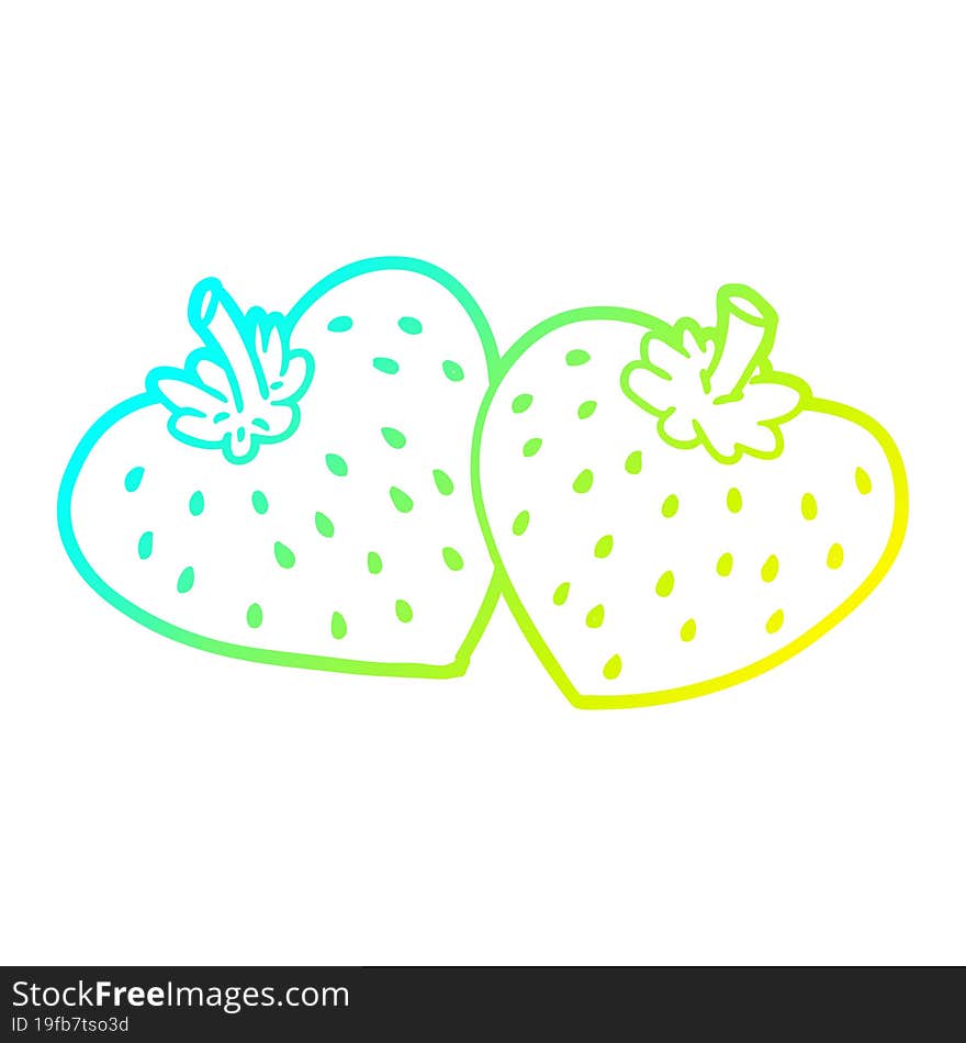 cold gradient line drawing cartoon strawberries