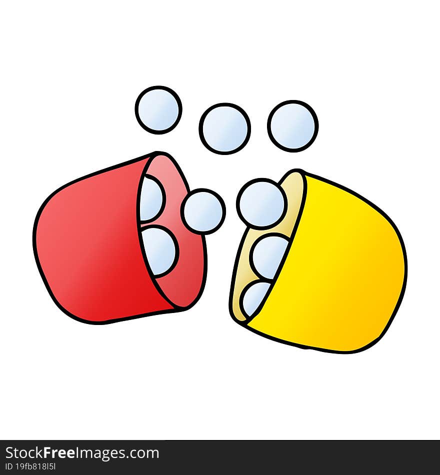 gradient cartoon of opened medicine tablet