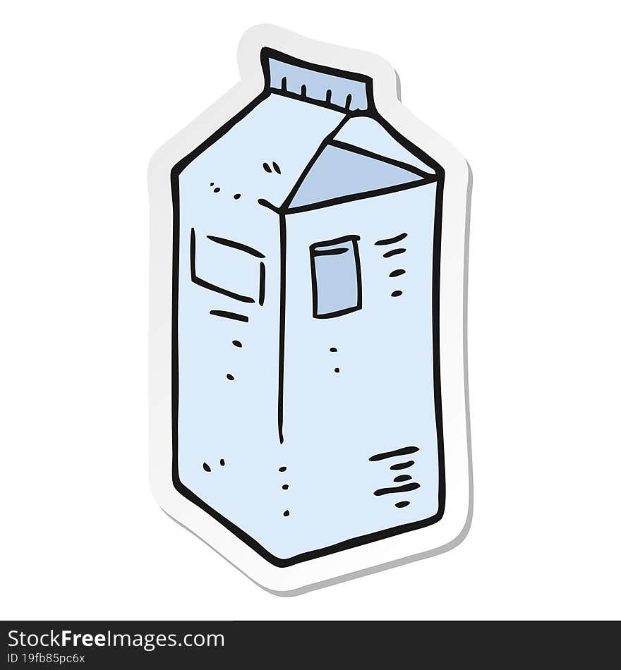 sticker of a cartoon milk carton