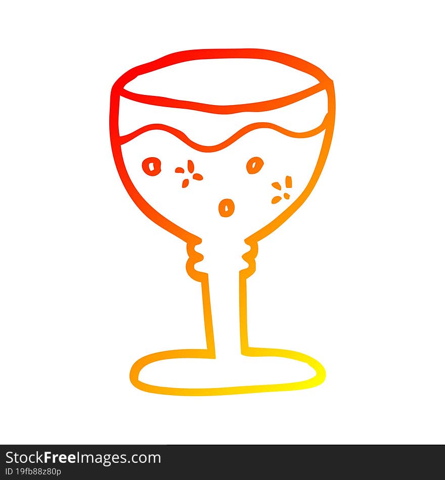 warm gradient line drawing of a cartoon glass of red wine