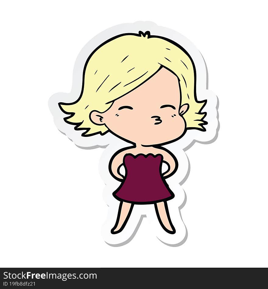 sticker of a cartoon woman