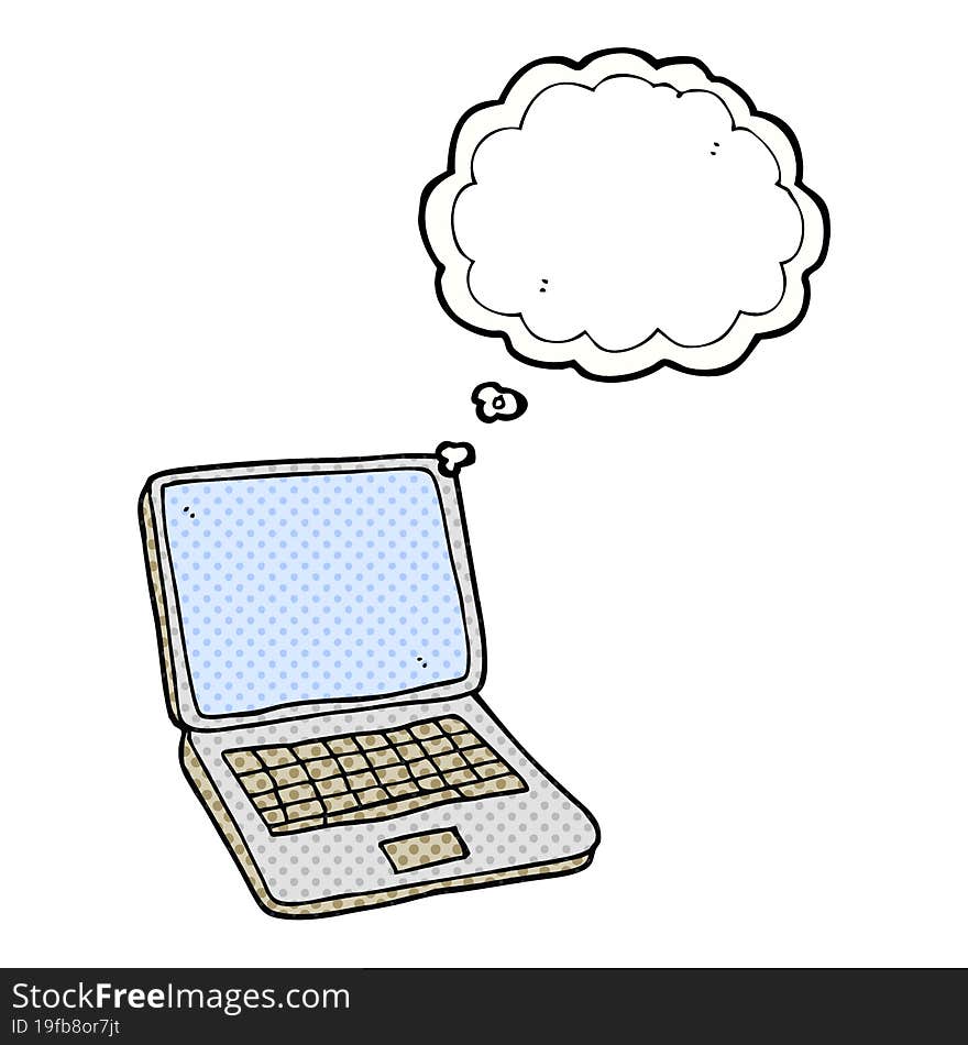 Thought Bubble Cartoon Laptop Computer