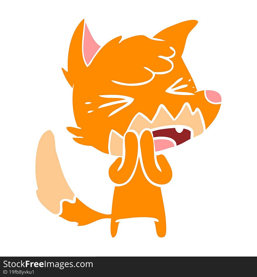 angry flat color style cartoon fox