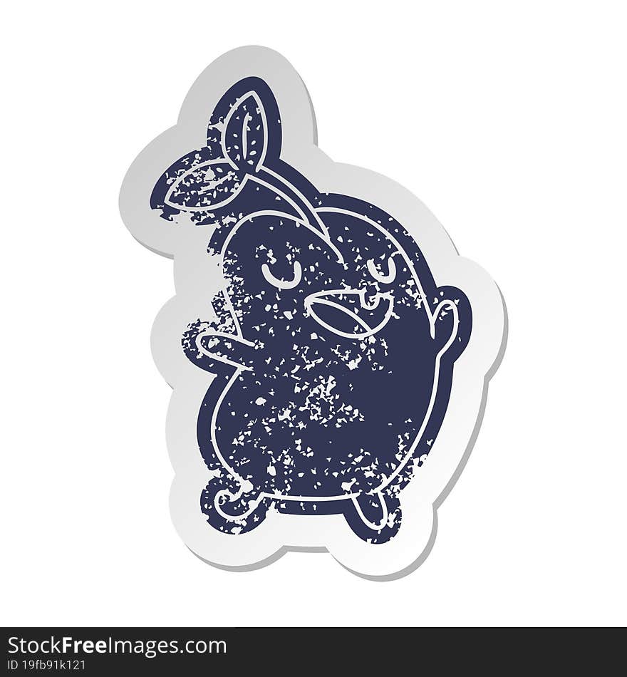 distressed old cartoon sticker kawaii cute sprouting bean