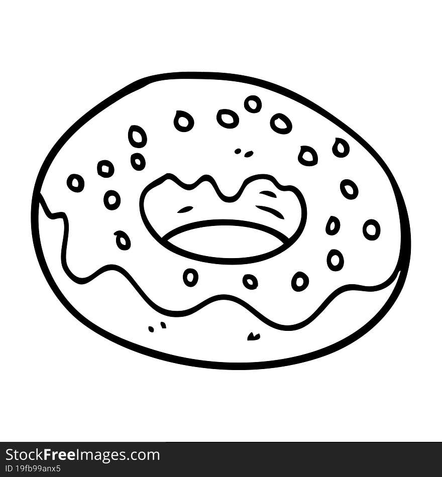 line drawing cartoon chocolate donut