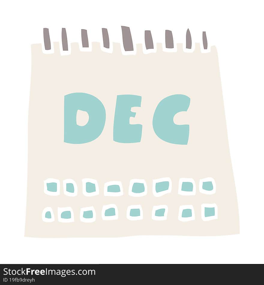 Cartoon Doodle Calendar Showing Month Of December