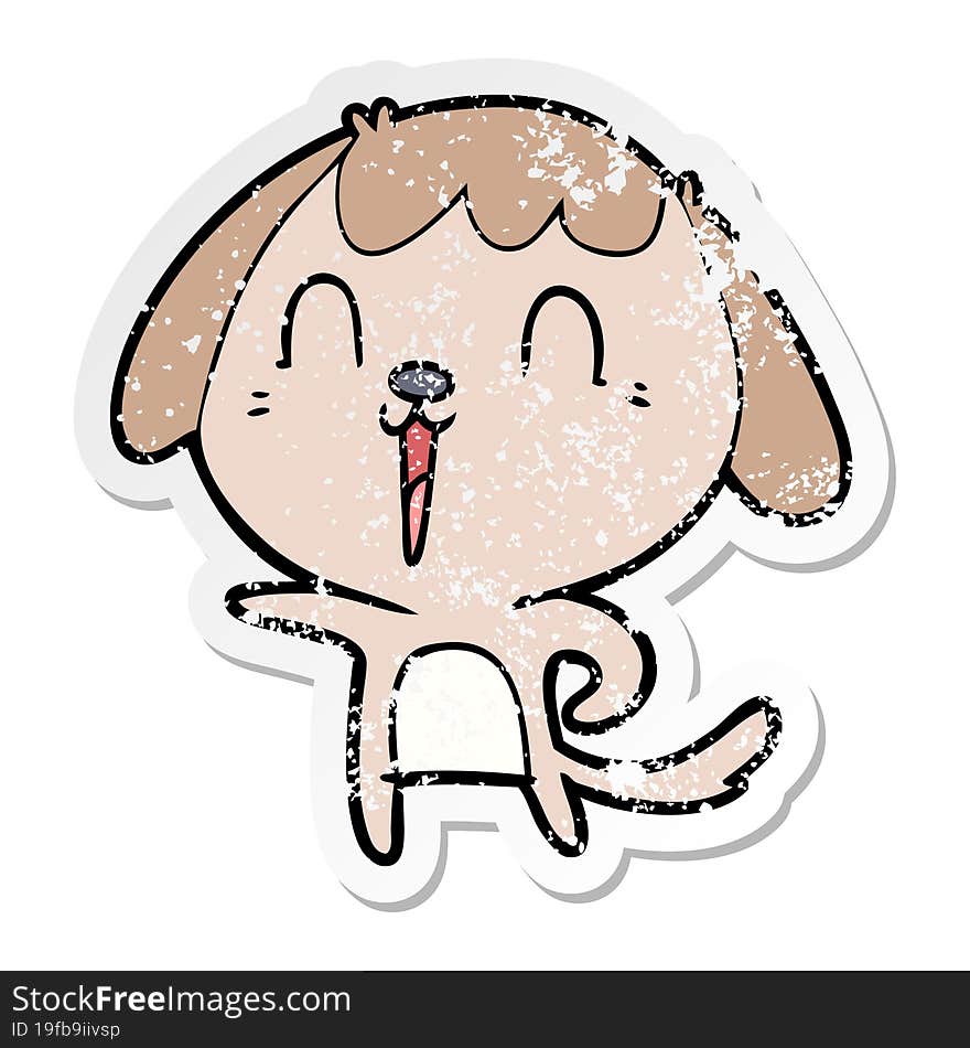 distressed sticker of a cute cartoon dog