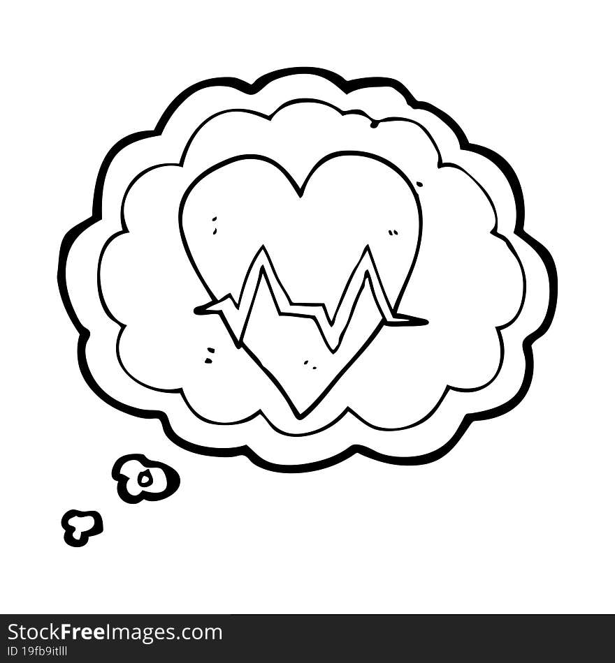 thought bubble cartoon heart rate pulse symbol