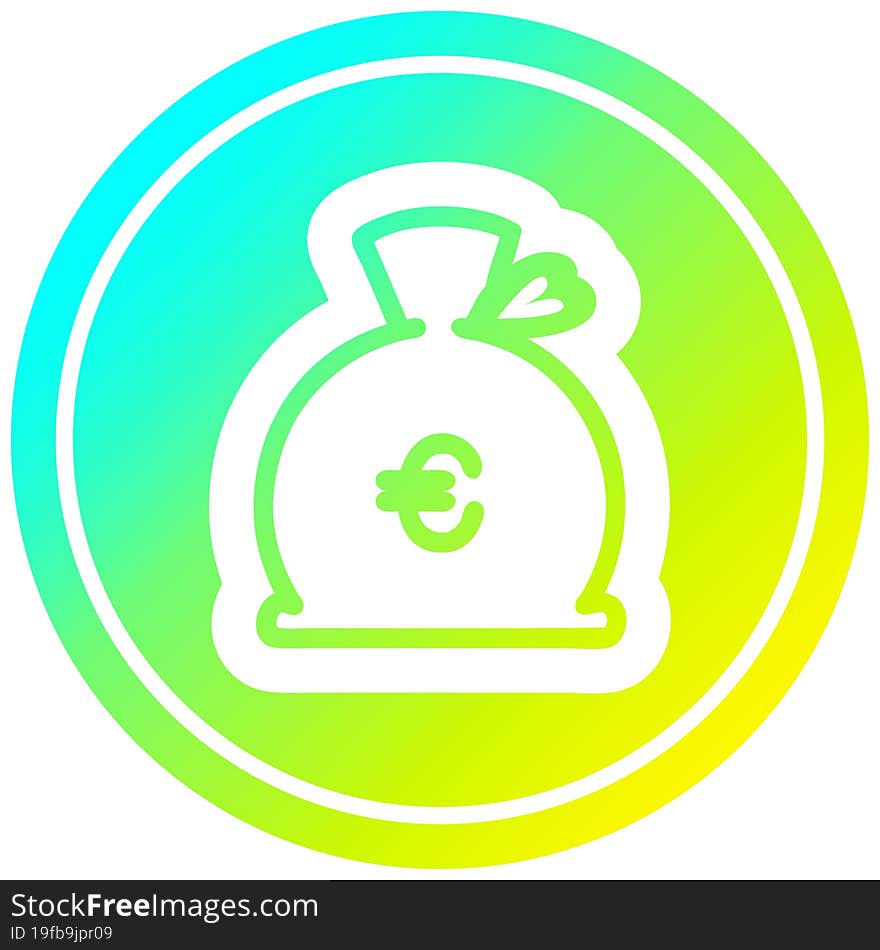 money sack circular in cold gradient spectrum