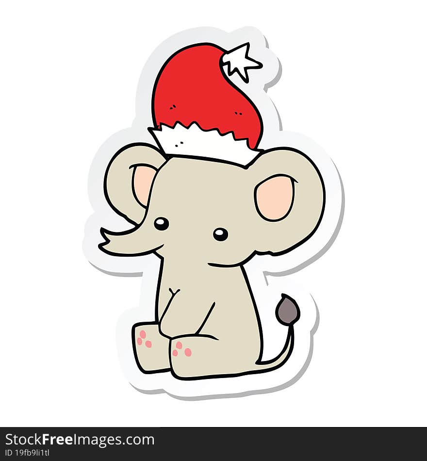 Sticker Of A Cute Christmas Elephant