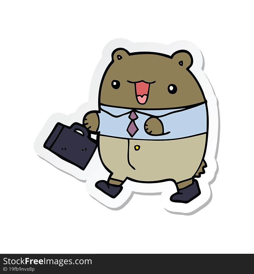 sticker of a cute cartoon business bear