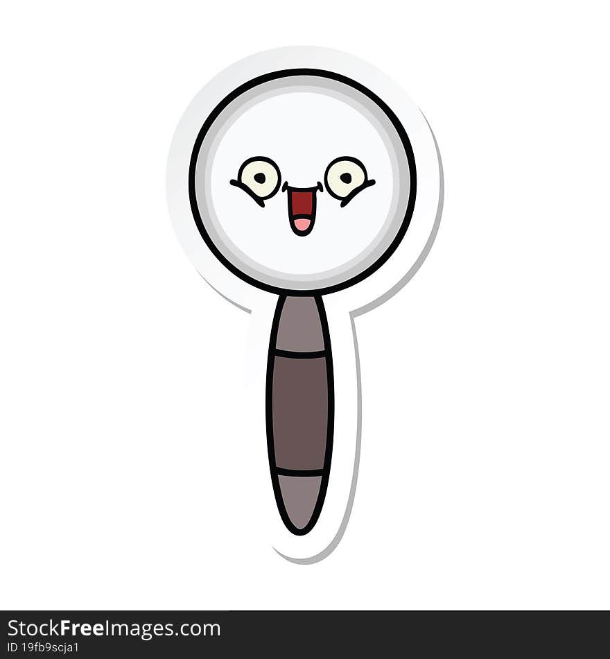 Sticker Of A Cute Cartoon Magnifying Glass