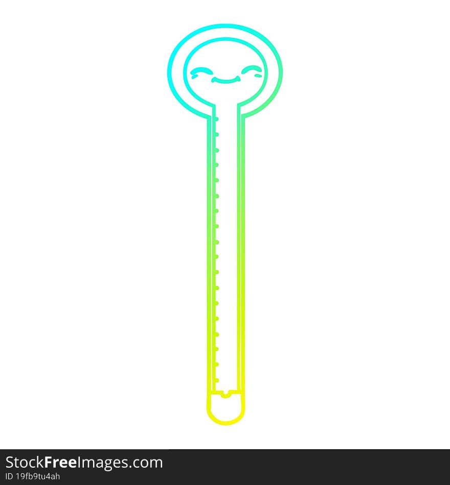 cold gradient line drawing cartoon thermometer