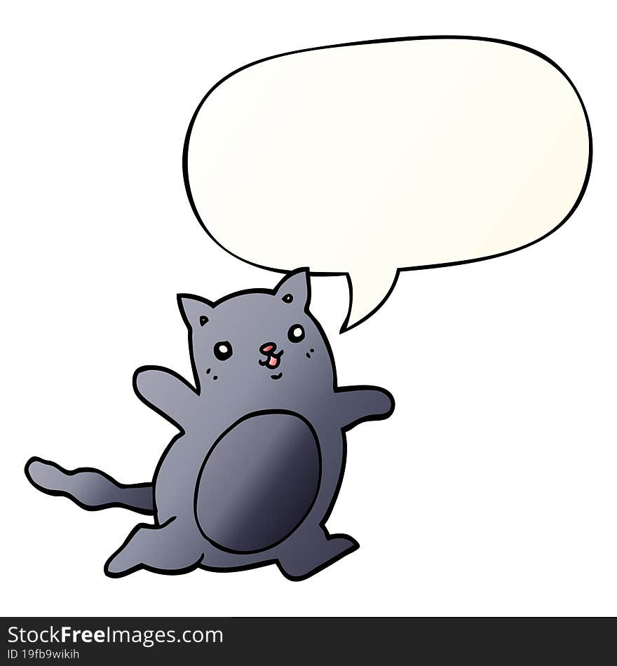 cartoon cat and speech bubble in smooth gradient style