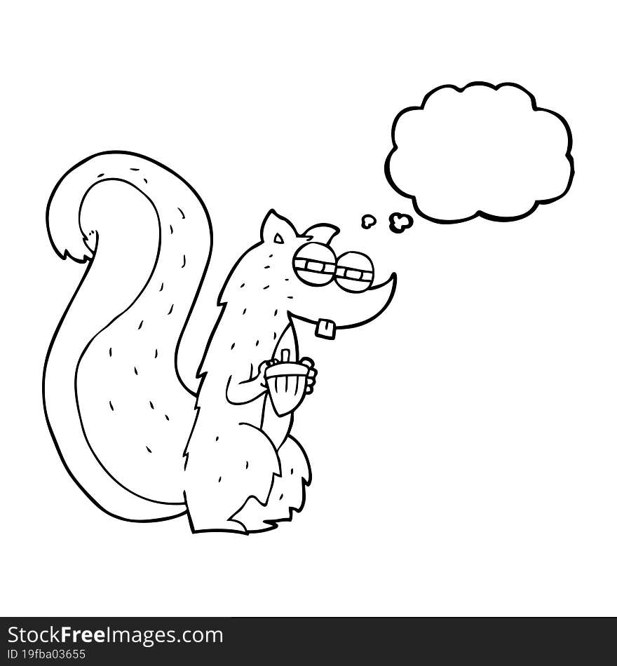 thought bubble cartoon squirrel with nut