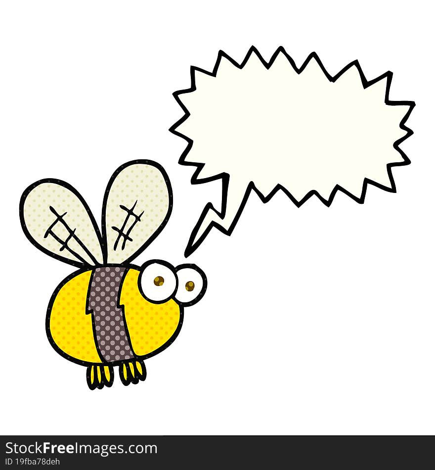 freehand drawn comic book speech bubble cartoon bee