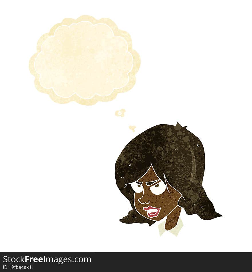 cartoon annoyed woman with thought bubble