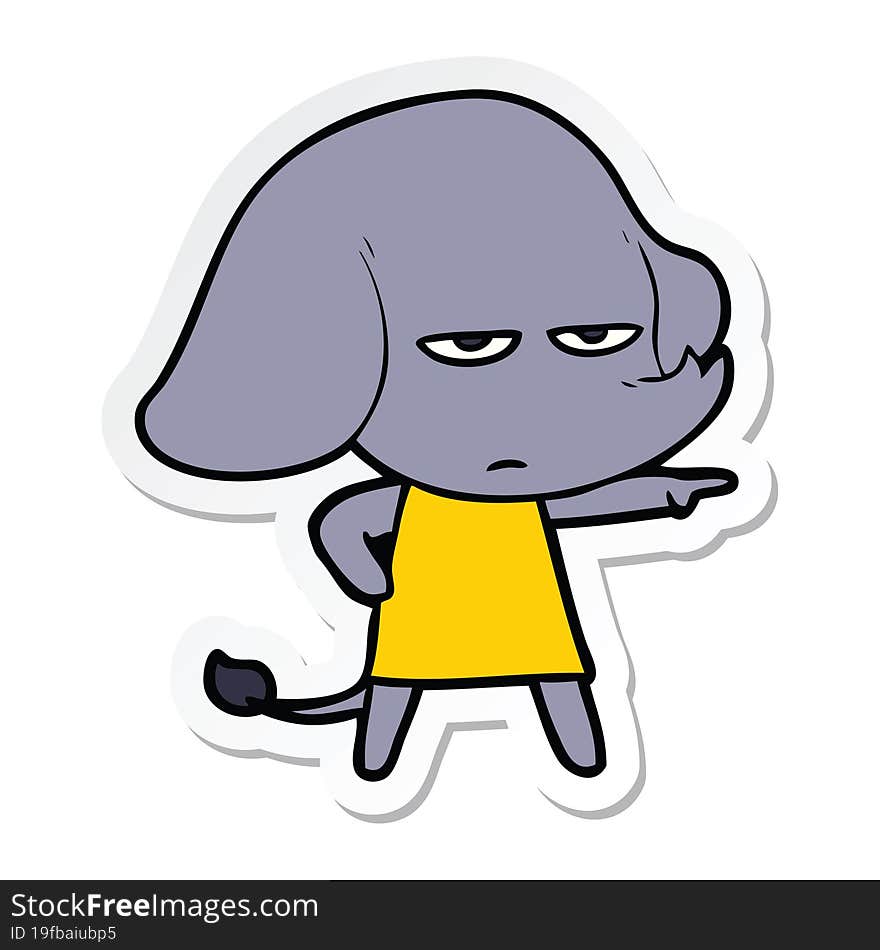 sticker of a annoyed cartoon elephant