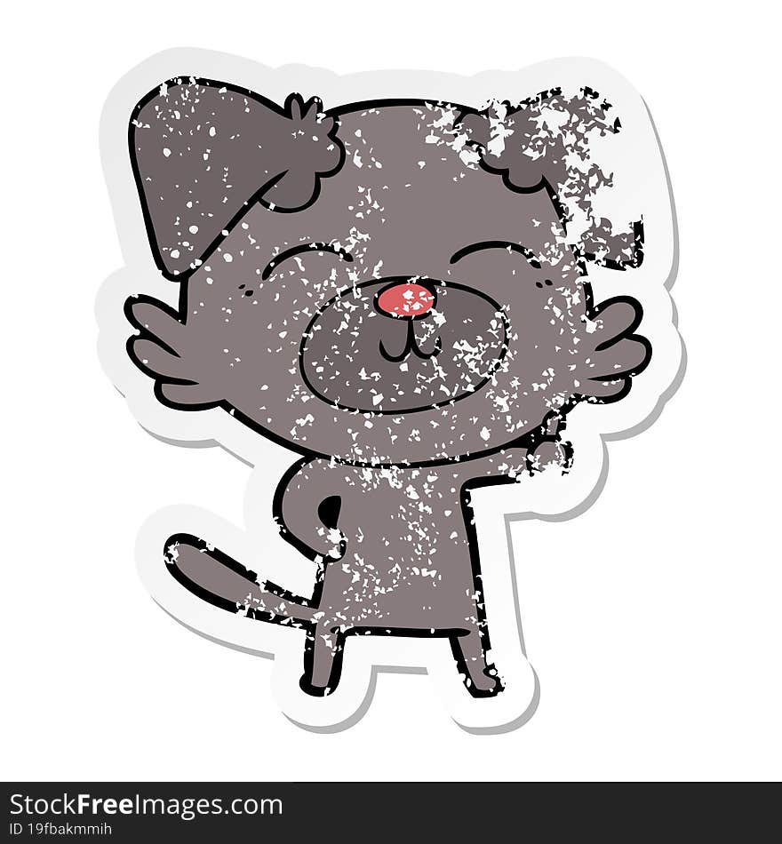 distressed sticker of a cartoon dog