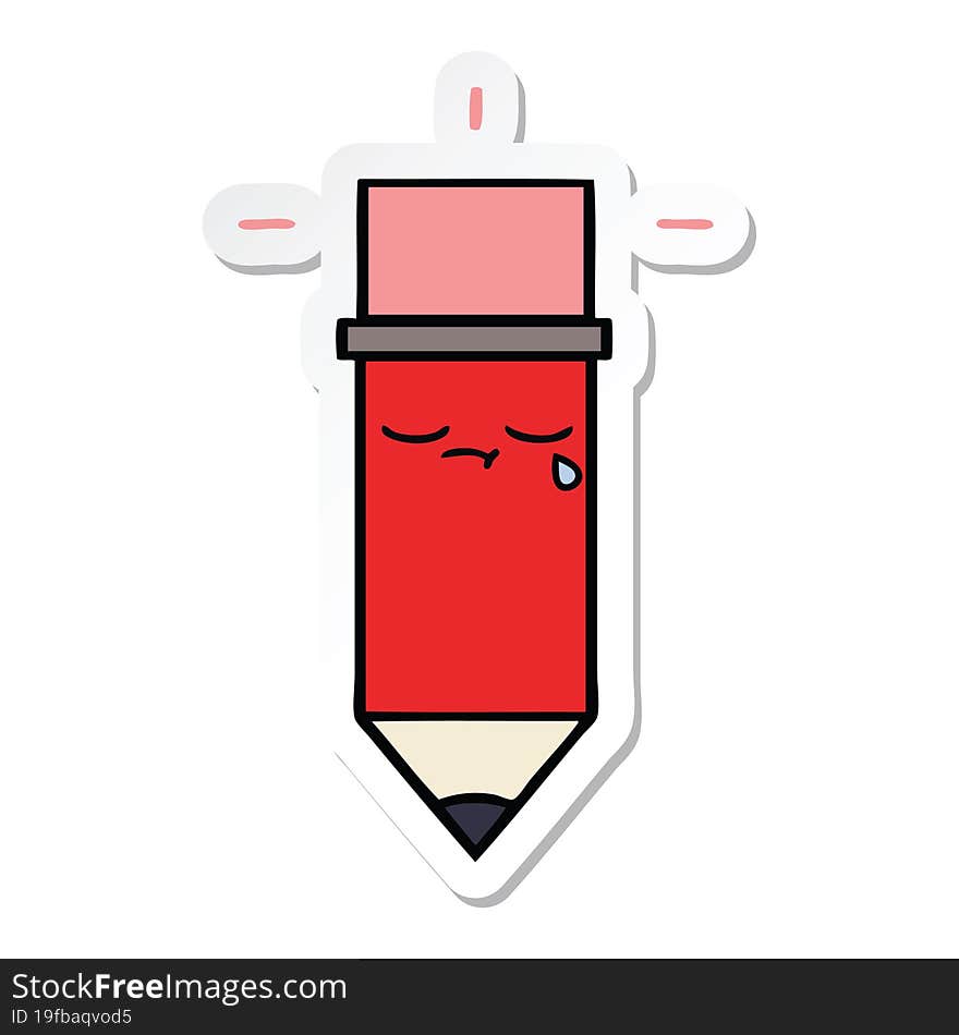 sticker of a cute cartoon pencil