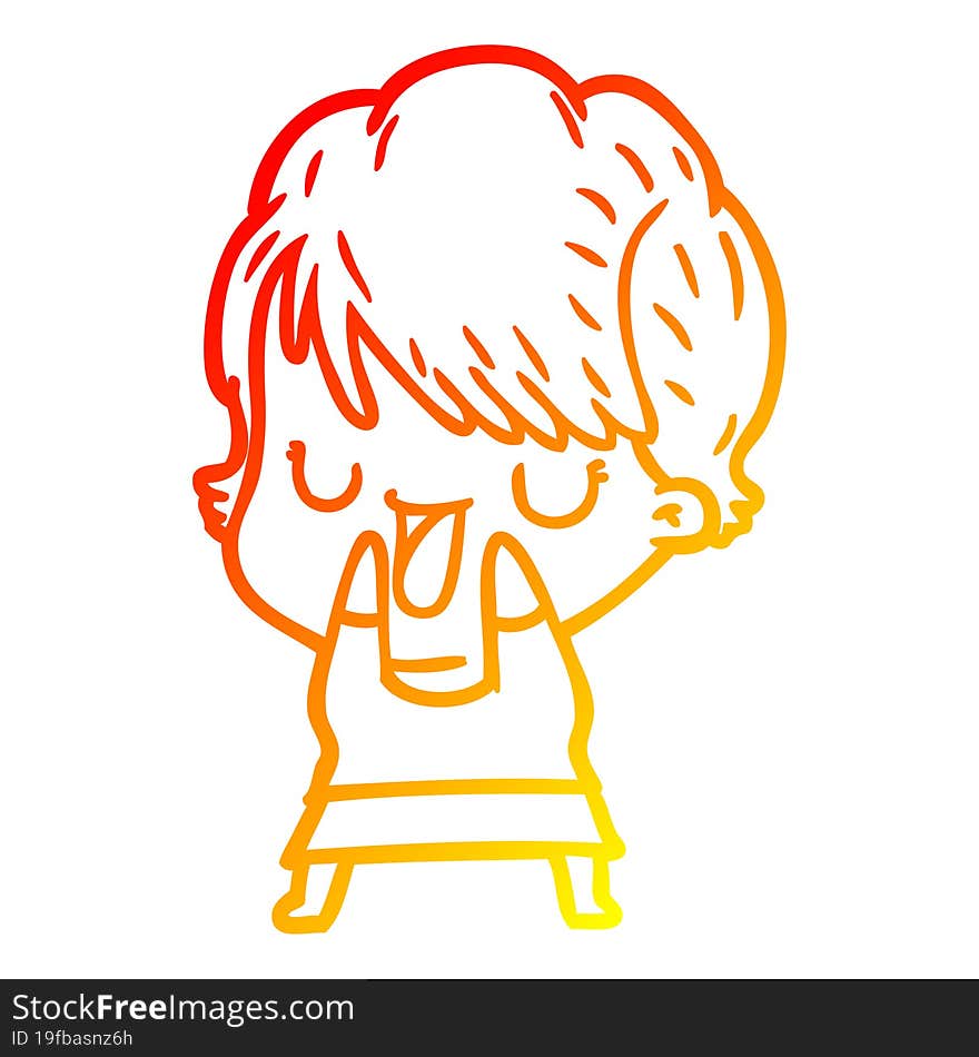 warm gradient line drawing of a cartoon woman talking