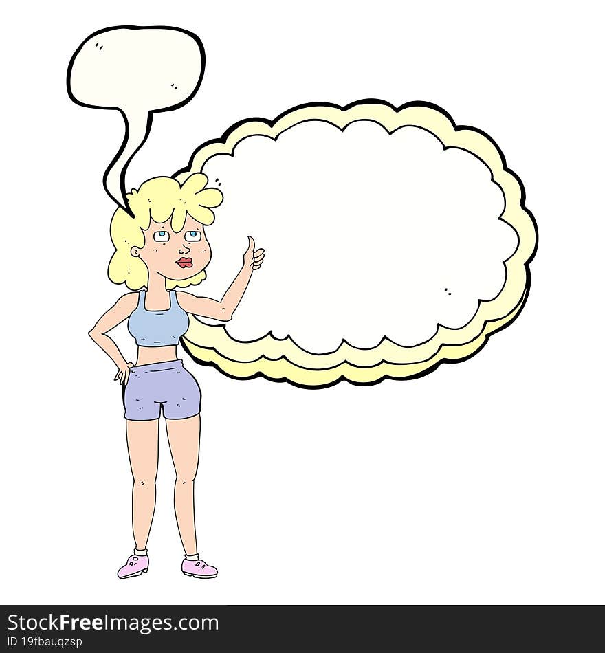 Speech Bubble Cartoon Gym Woman