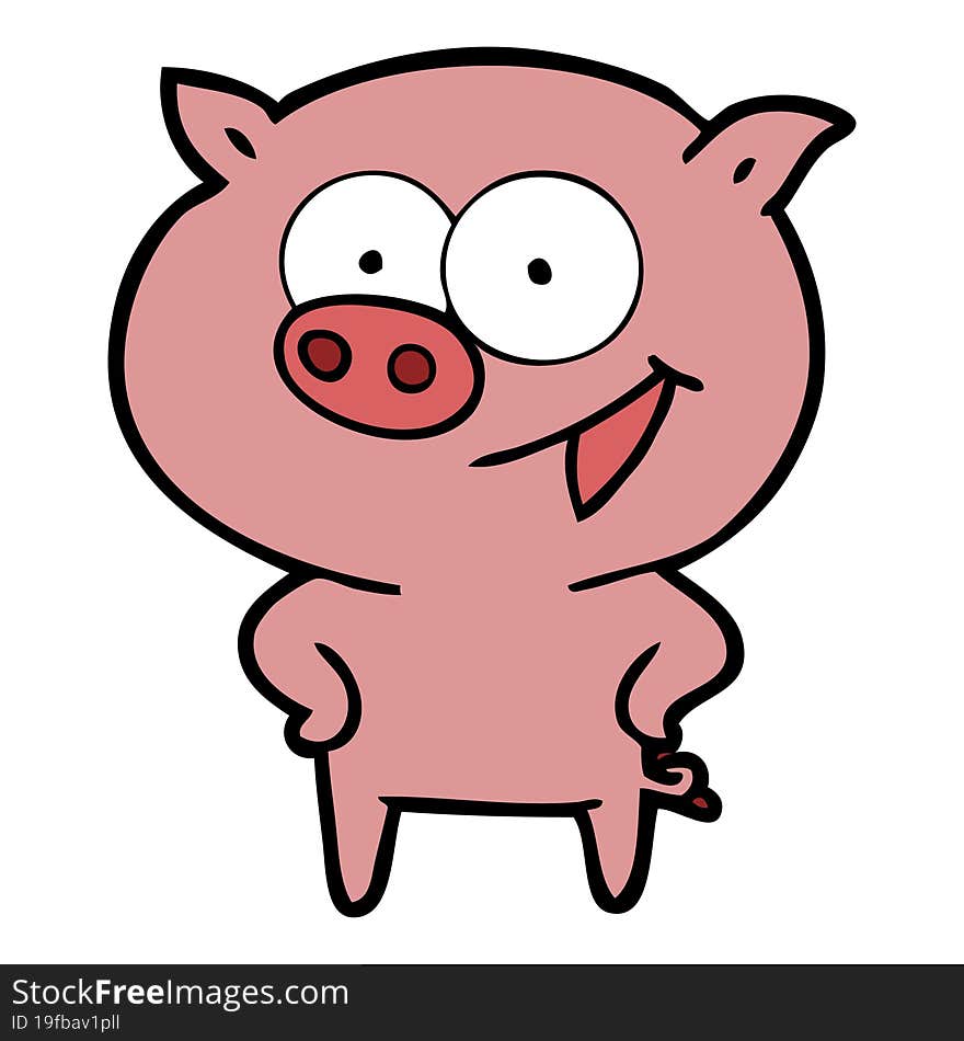 cheerful pig cartoon. cheerful pig cartoon