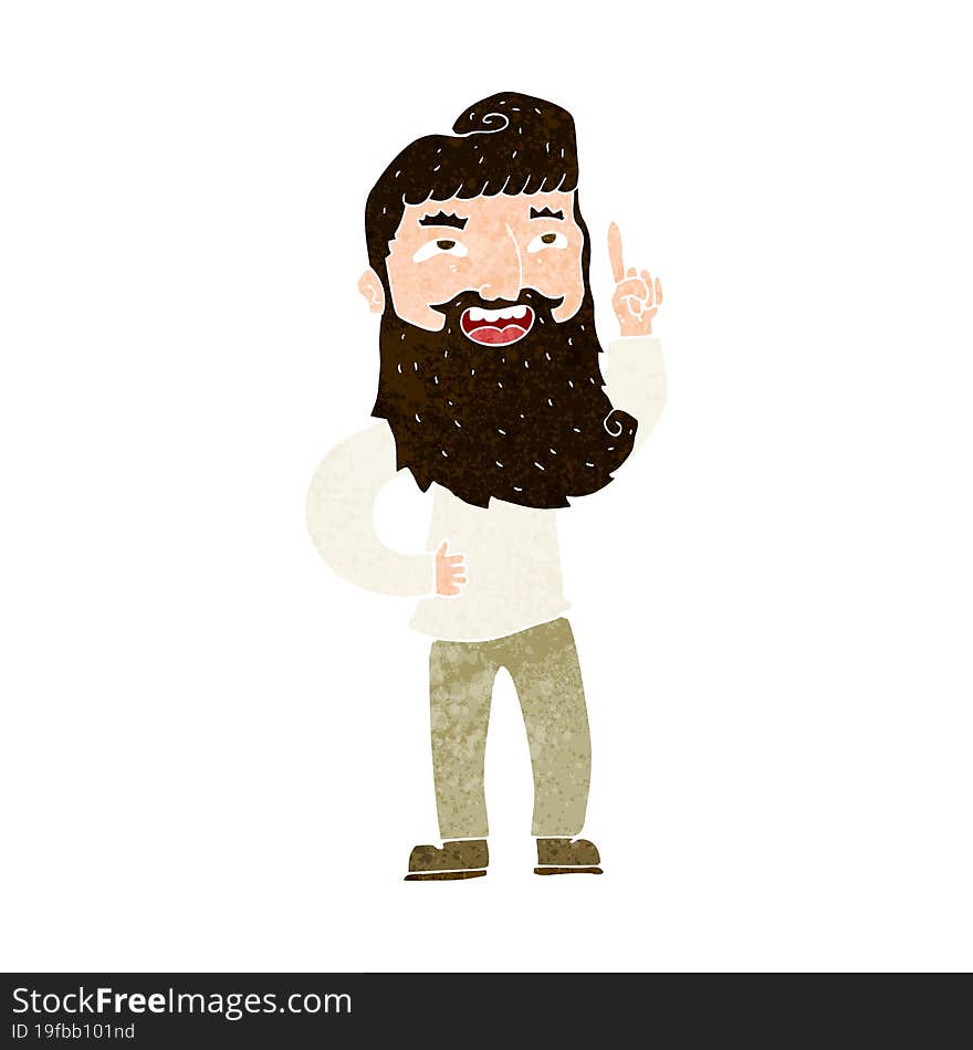 Cartoon Happy Bearded Man With Idea