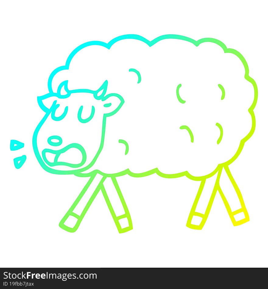 cold gradient line drawing cartoon sheep