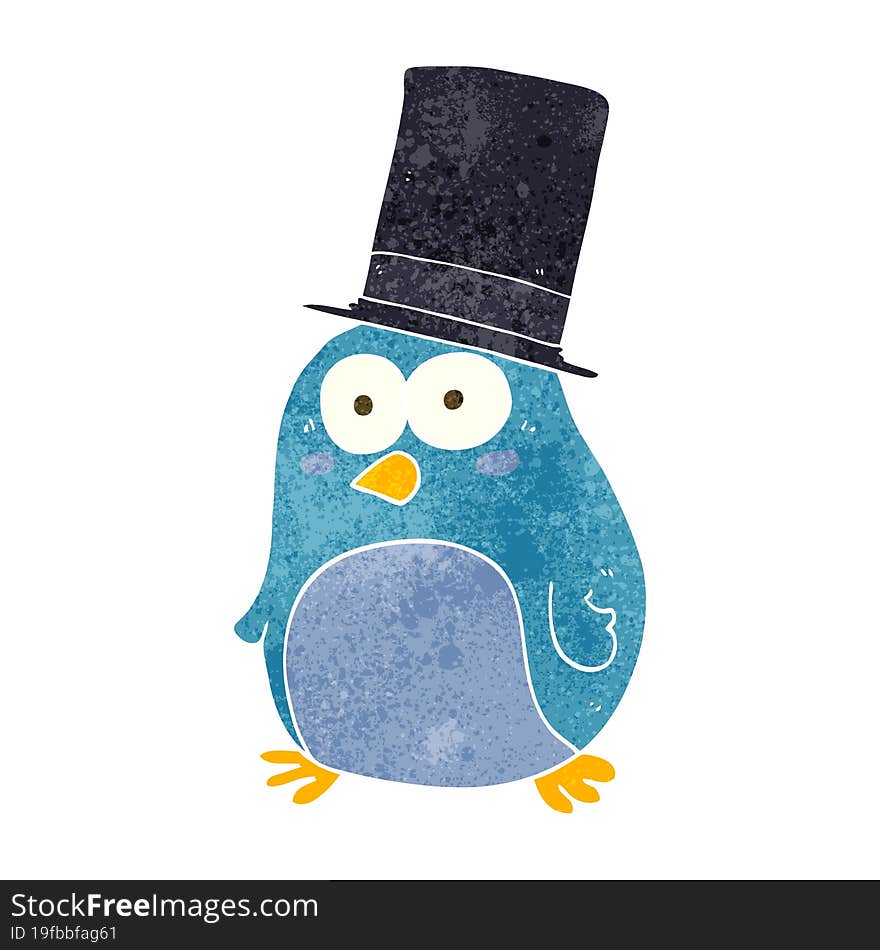 retro cartoon bird wearing top hat