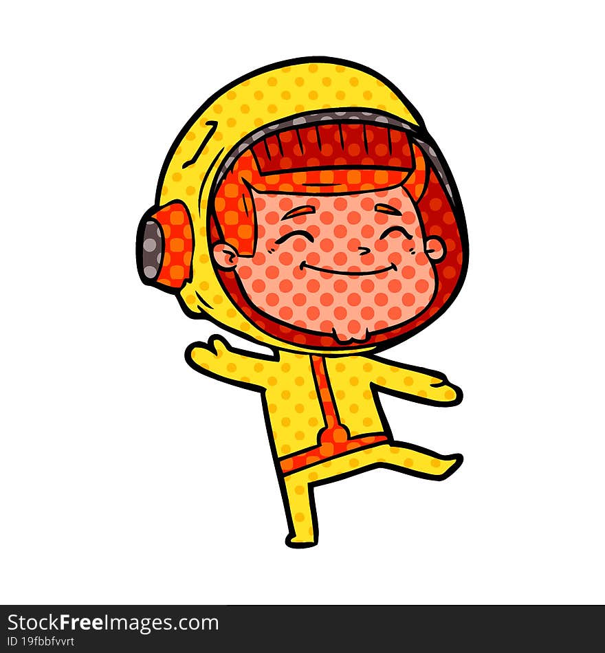 happy cartoon astronaut. happy cartoon astronaut