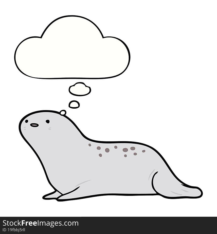 cartoon seal and thought bubble