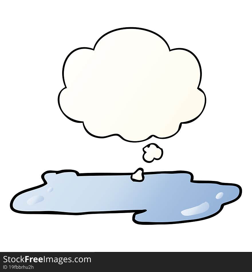 cartoon water puddle and thought bubble in smooth gradient style