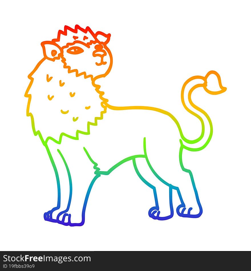 rainbow gradient line drawing cartoon lion