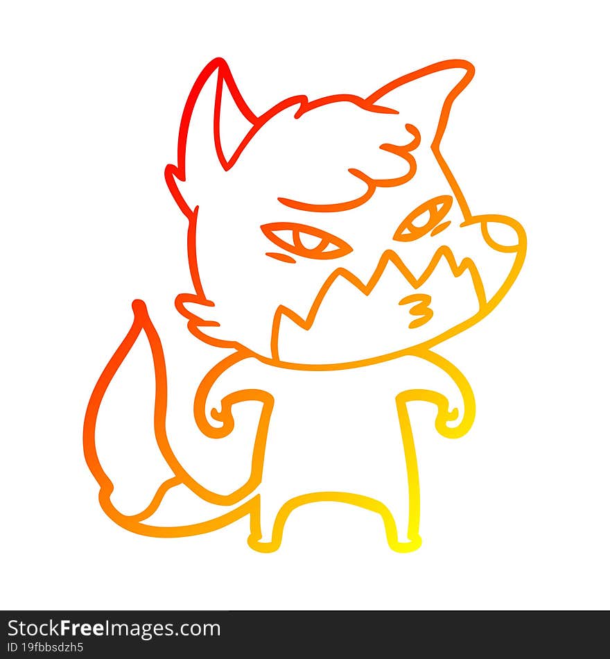 warm gradient line drawing clever cartoon fox