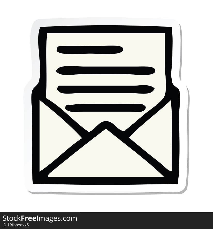 sticker of a cute cartoon letter and envelope