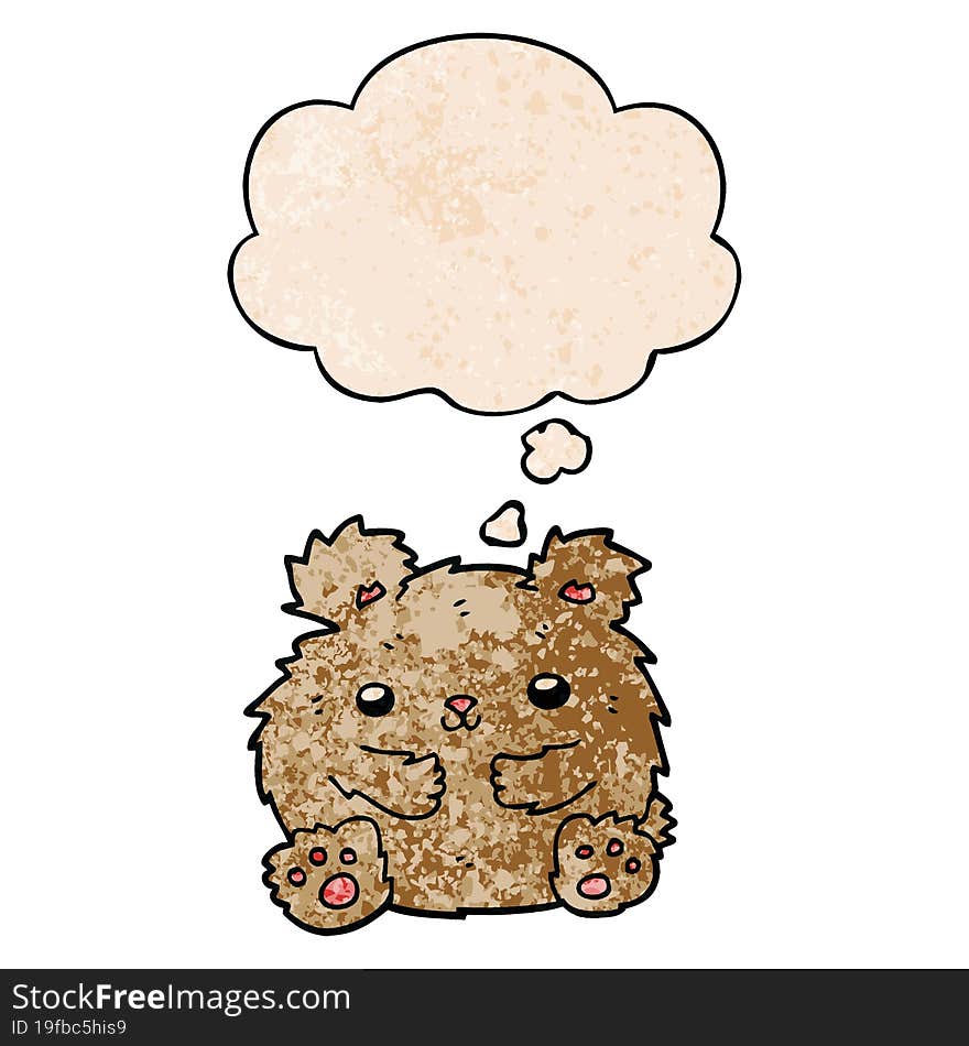 cute cartoon bear and thought bubble in grunge texture pattern style