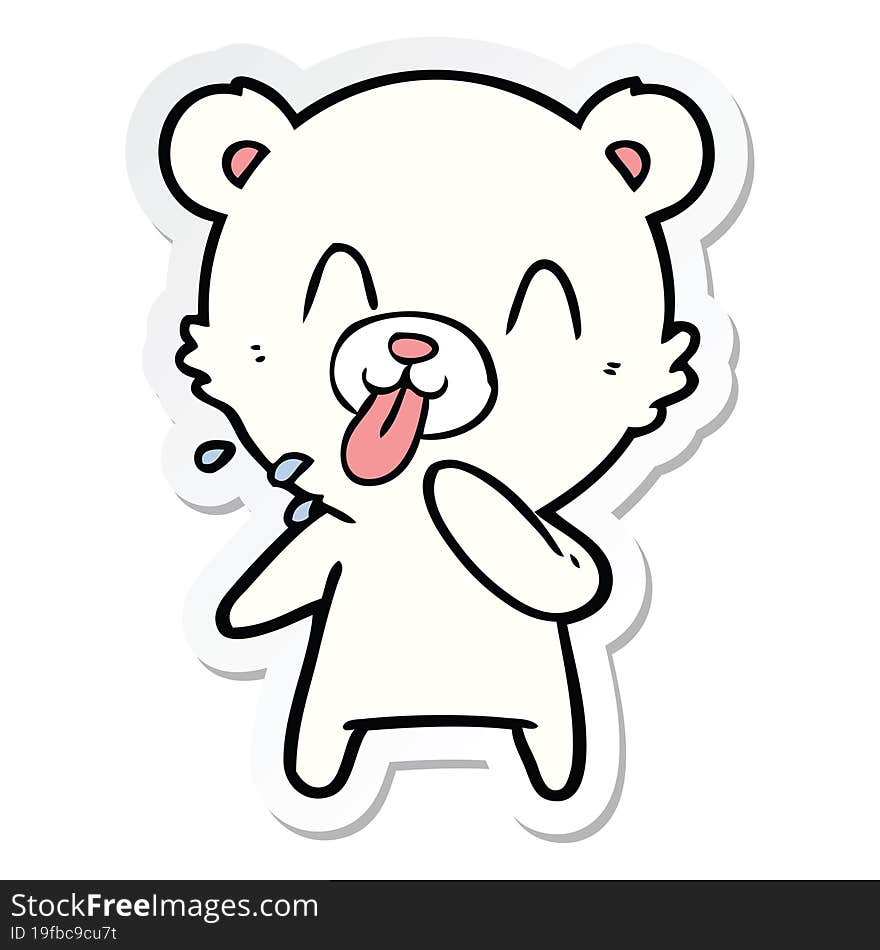 Sticker Of A Rude Cartoon Polar Bear Sticking Out Tongue