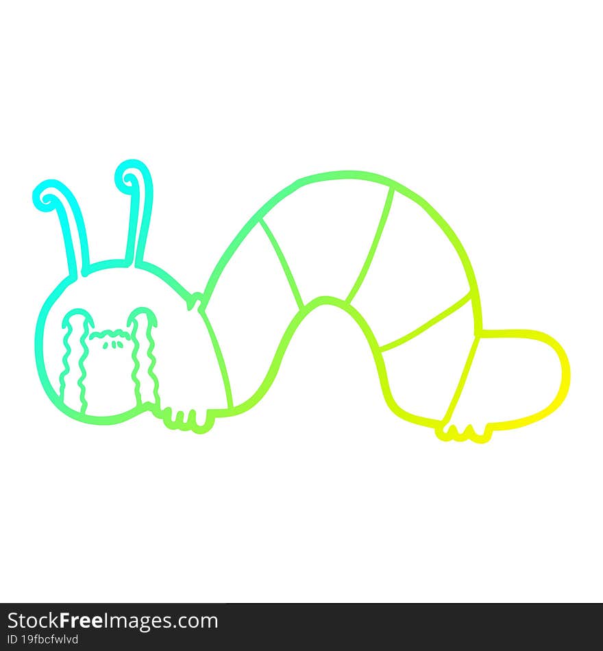 cold gradient line drawing cartoon caterpillar obsessing over his regrets